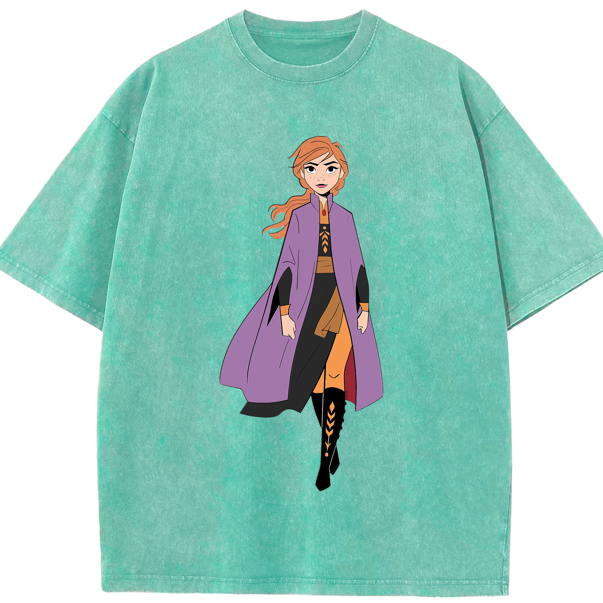 （画像用） アナと雪の女王 アンナ エルサ Frozen Anna Elsa 綿100% ヴィンテージ風 半袖Tシャツ（フロントプリント）
